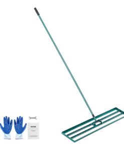 VEVOR lielais zāliena izlīdzināšanas grābeklis dārzam ar 122x25 cm plati un 198 cm tērauda rokturi