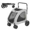 VEVOR Heavy Duty Pet Stroller with Adjustable Height and Breathable Mesh Windows