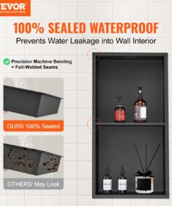 33.02x63.5cm (13x25in) Waterproof Recessed Wall Shelf with Double Shelves for Bathroom and More