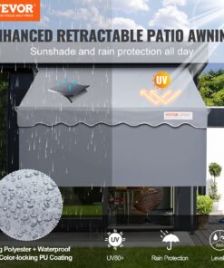 198 cm (78'') x 120 cm (47'') Patio Sunshade with Privacy Curtain