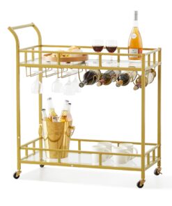 VEVOR Gold Bar Cart with 2 Tiers