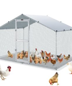 VEVOR Large Metal Chicken Coop with Run and Waterproof Cover