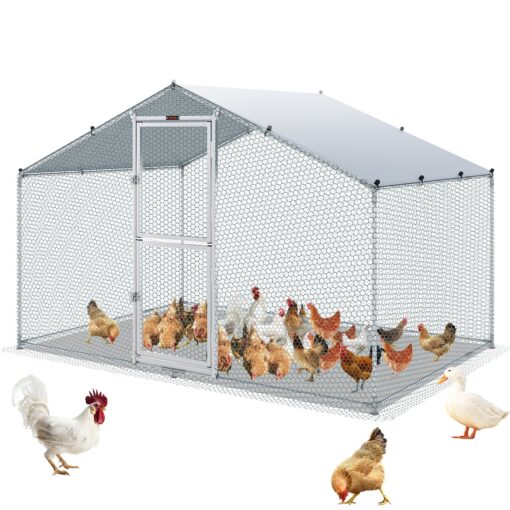 VEVOR Large Metal Chicken Coop with Run and Waterproof Cover