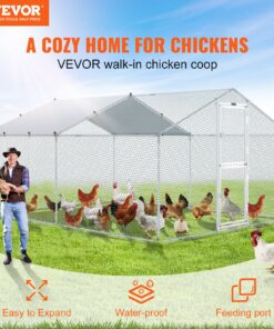 4 x 3 x 2 m (13.1 x 9.8 x 6.6 ft) Outdoor Walk-in Poultry Pen with Waterproof Roof and Protective Mesh for Chickens