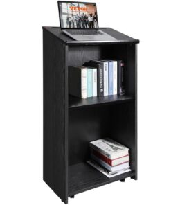 VEVOR Wood Podium Stand with Storage and Wheels