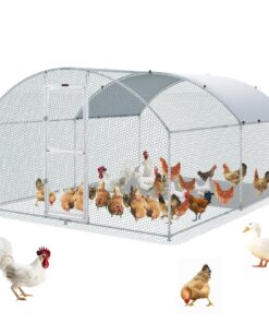 VEVOR Large Metal Chicken Coop with Run - 4m x 3m x 2m (13.1ft x 9.8ft x 6.6ft) Waterproof Dome Roof Poultry Cage for Chickens