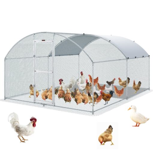 VEVOR Large Metal Chicken Coop with Run 4m x 3m x 2m 131ft x 98ft x 66ft Waterproof Dome Roof Poultry Cage for Chickens