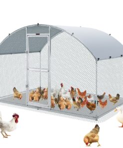 VEVOR Large Metal Walk-In Chicken Coop with Run - 2 x 3 x 2 m (6.6 x 9.8 x 6.6 ft) - Waterproof Cover & Dome Roof