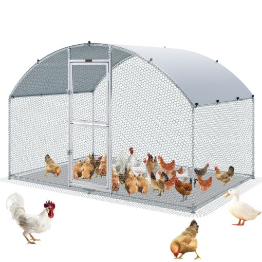 VEVOR Large Metal Walk In Chicken Coop with Run 2 x 3 x 2 m 66 x 98 x 66 ft Waterproof Cover Dome Roof