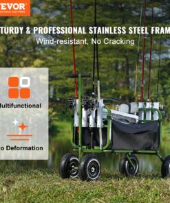 Foldable Marine Trolley with 28 cm (11 inch) Rubber Balloon Tires and 8 Rod Holders