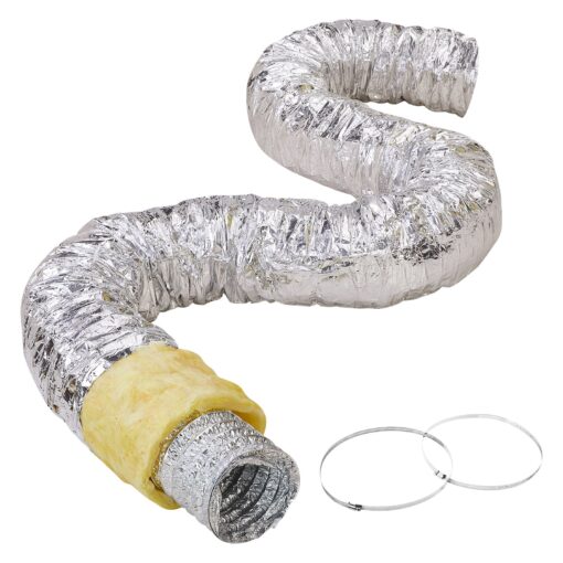 VEVOR Insulated Flexible Dryer Vent Hose 1524mm 6 inch x 762m 25 ft with 2 Clamps