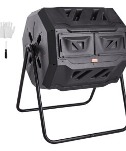 VEVOR 163-Liter (43-Gallon) Dual Chamber Rotating Compost Tumbler with 2 Sliding Doors