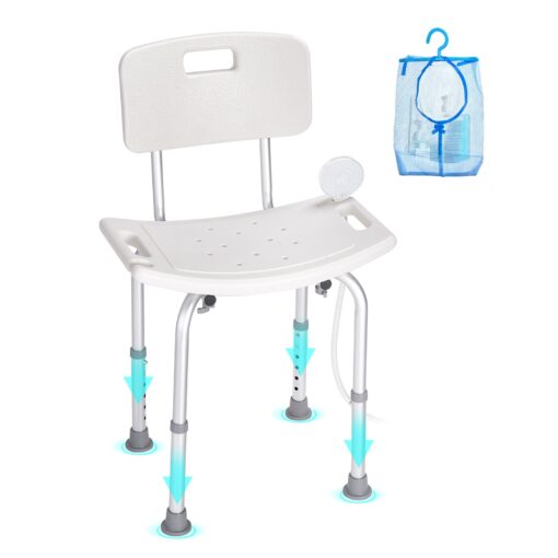 VEVOR Adjustable Height Shower Chair with Back and Non slip Design