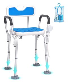 Adjustable Height Shower Chair with Padded Armrests and Suction Feet - 181.4 kg (400 lbs) Capacity