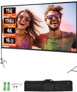 VEVOR 150-Inch (3.81m) 16:9 4K HD Outdoor Projector Screen with Stand