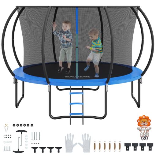 VEVOR 366m 12FT Outdoor Recreational Trampoline for Kids with 360° Safety Enclosure Net