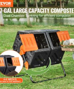 140L (37-Gal) High Capacity Tumbler with 2 Rotating Chambers and Sliding Doors