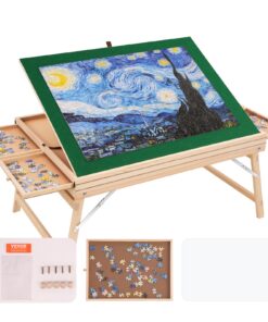 VEVOR 1500-Piece Wooden Jigsaw Puzzle Table with Adjustable Folding Legs
