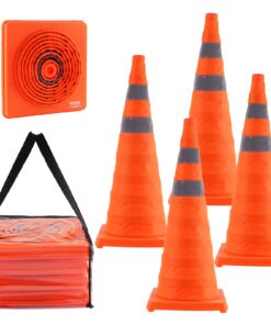VEVOR 4 Pack 71 cm (28 inch) Collapsible Traffic Safety Cones with Reflective Collars and Wide Base