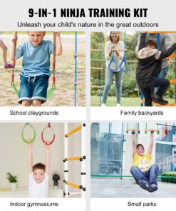 Outdoor Slackline Set with 15 m (50 ft) Slacklines and 12 Adjustable Obstacles