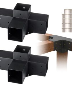 VEVOR 4-Way Pergola Bracket Kit 4'' x 4'' (92 x 92 mm) - Heavy Duty Corner Brackets for Wooden Beams