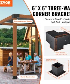 8-Piece Heavy Duty 3-Way Corner Brackets for Wooden Beams