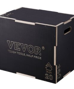 VEVOR 3-vienā Koka Pliometriskais Lecamais Kubs - Regulējams 60/51/40 cm (24/20/16 Collas) Pret-slīdes Fitnesa Vingrošanas Kubs Mājai un Sporta Zālei