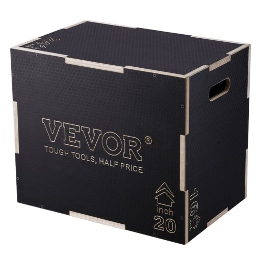 VEVOR 3 in 1 Wooden Plyometric Jump Box Adjustable 605140 cm 242016 Inch Anti Slip Fitness Exercise Box for Home Gym Training