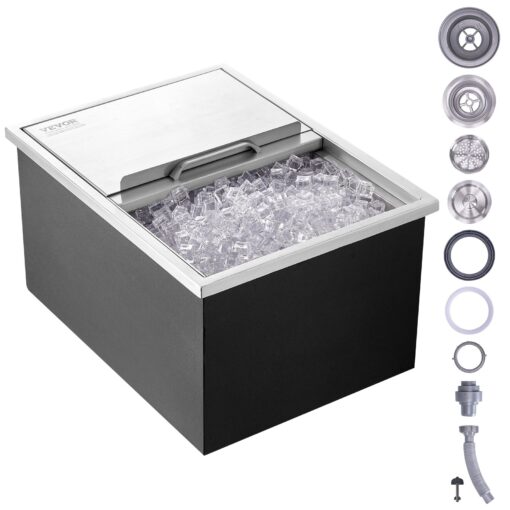VEVOR Stainless Steel Drop In Ice Chest with Sliding Cover