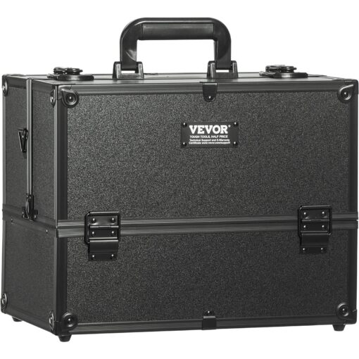 VEVOR Large Portable Makeup Train Case 370x230x287 mm 146x91x113 inches with 6 Tier Adjustable Trays