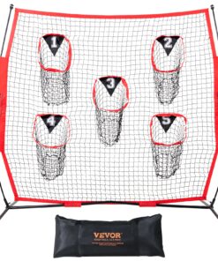 VEVOR 1.8 x 1.8 m (6 x 6 ft) Football Trainer Throwing Net with 5 Target Pockets