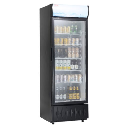 VEVOR Commercial Glass Door Beverage Refrigerator Cooler 345L122 CuFt with 5 Adjustable Shelves and LED Lighting