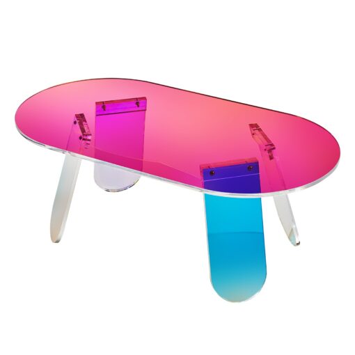 VEVOR Iridescent Acrylic Coffee Table with Oval Top