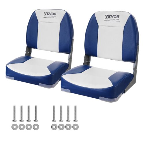 VEVOR Fold Down Fishing Boat Seats 48 cm 189 in Low Back with Waterproof Cushion
