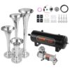 VEVOR 150DB 4 Trumpet Train Air Horn Kit with 160 PSI Compressor and 98L 26 Gal Tank for 12V Vehicles