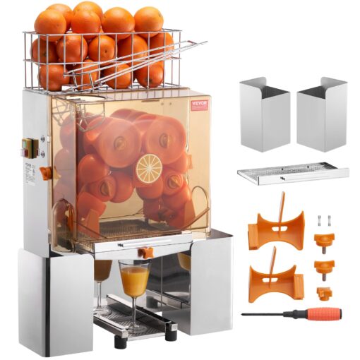 VEVOR Commercial Automatic Orange Juicer Machine 120W with 55 80mm 22 32 Feed Chute and Filter Box