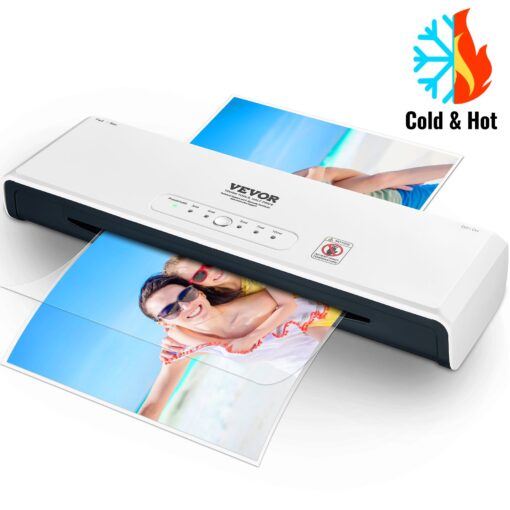 VEVOR 33cm 13 inch 4 Roller Hot and Cold Laminating Machine with Quick Warm up and 3 mil Films for Home