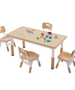 Height Adjustable Kids Craft and Play Table Set with 4 Chairs