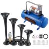 VEVOR 150dB 4 Trumpet Train Horn Kit with 12V 120 PSI Air Compressor  6L 16 Gal Tank for Cars