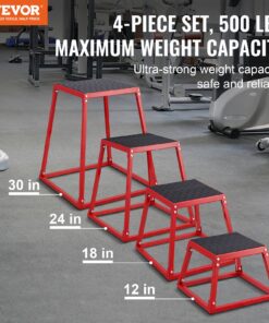 30/24/18/12 Inch (76/61/46/30 cm) Anti-Slip Fitness Step-Up Boxes for Home Gym and Strength Training