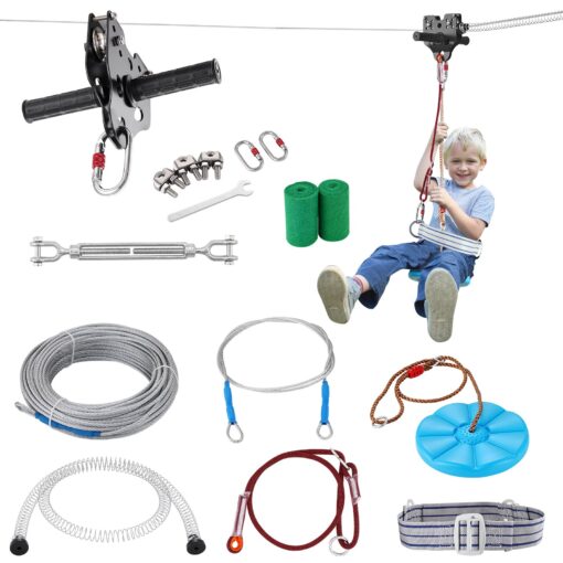 VEVOR 244 m 80 ft Zipline Kit for Kids and Adults