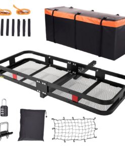 VEVOR Folding Steel Hitch Cargo Carrier with Waterproof Bag & Net