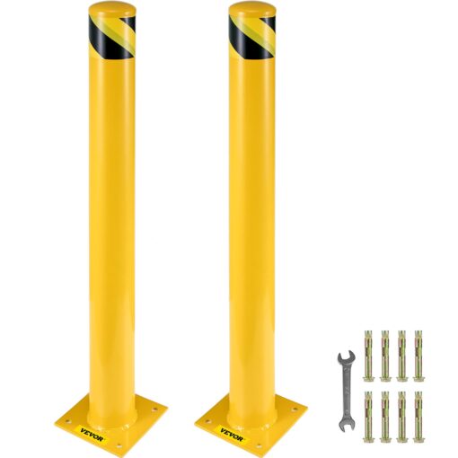 VEVOR 121 cm 48 Inch Yellow Steel Safety Bollard Post