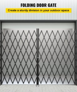 2 m (6.5 ft) x 3.66 m (12 ft) Steel Accordion Gate with Lock & Rolling Casters