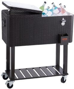 VEVOR 80 Qt (75.7 L) Rolling Cooler Cart with Bottle Opener and Drainage for Patio Party