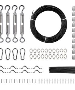 VEVOR 164 ft (50 m) Black Vinyl Coated Stainless Steel Wire Rope Kit