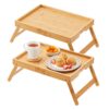 VEVOR 2 Pack Bamboo Bed Tray Table with Foldable Legs