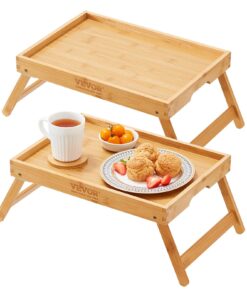 VEVOR 2-Pack Bamboo Bed Tray Table with Foldable Legs