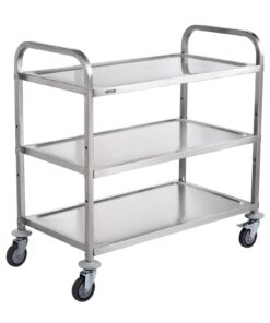 VEVOR 3-Tier Steel Kitchen Utility Cart with Adjustable Shelves