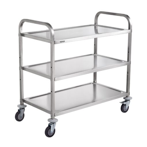 VEVOR 3 Tier Steel Kitchen Utility Cart with Adjustable Shelves